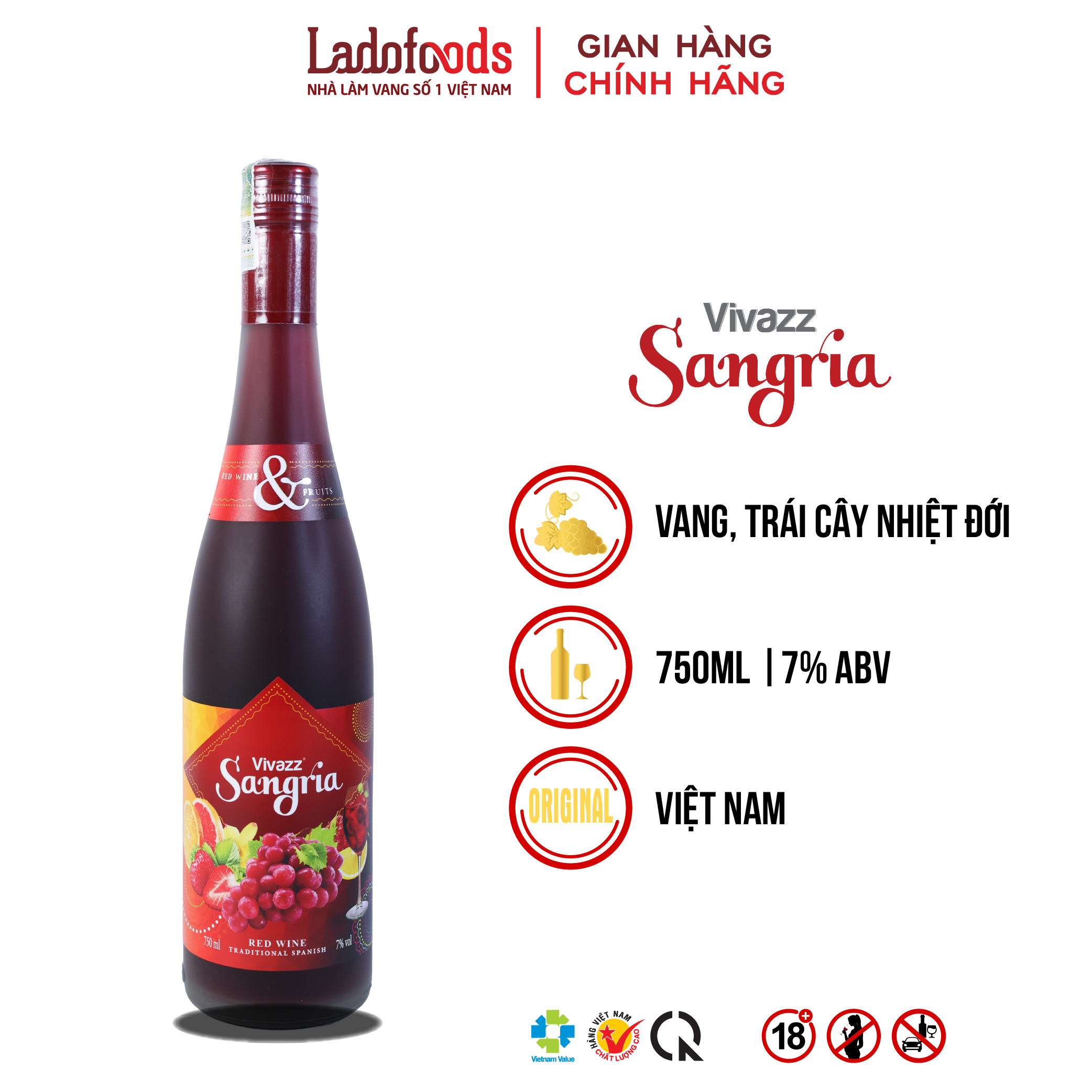 dac diem cua vivazz sangri red wine 750 ml ladofoods