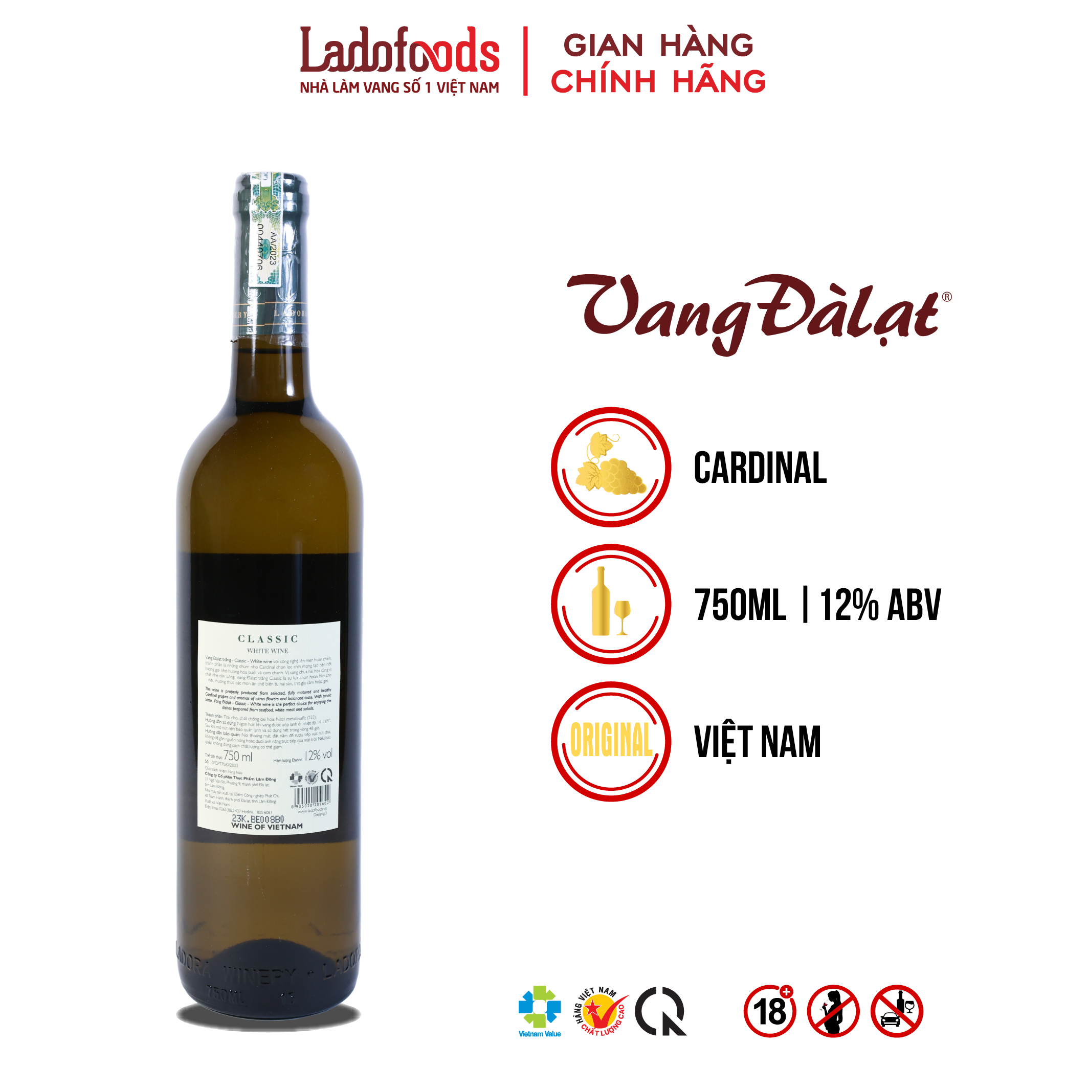 mat sau chai vang da lat classic white 8